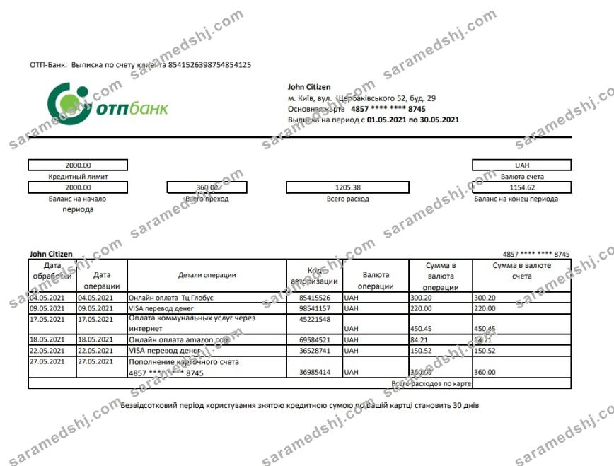 Ukraine OTP excel pdf